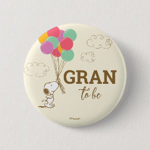 Snoopy and Balloons Baby Shower Grandma To Be 2 Inch Round Button