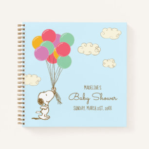 Snoopy and Balloons Baby Shower Guest Gift List Notebook
