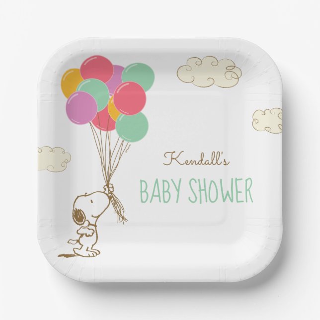 Snoopy and Balloons | Baby Shower Paper Plate (Front)