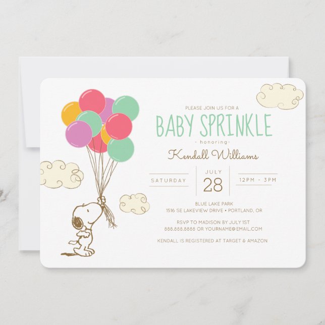 Snoopy and Balloons Baby Sprinkle Invitation (Front)