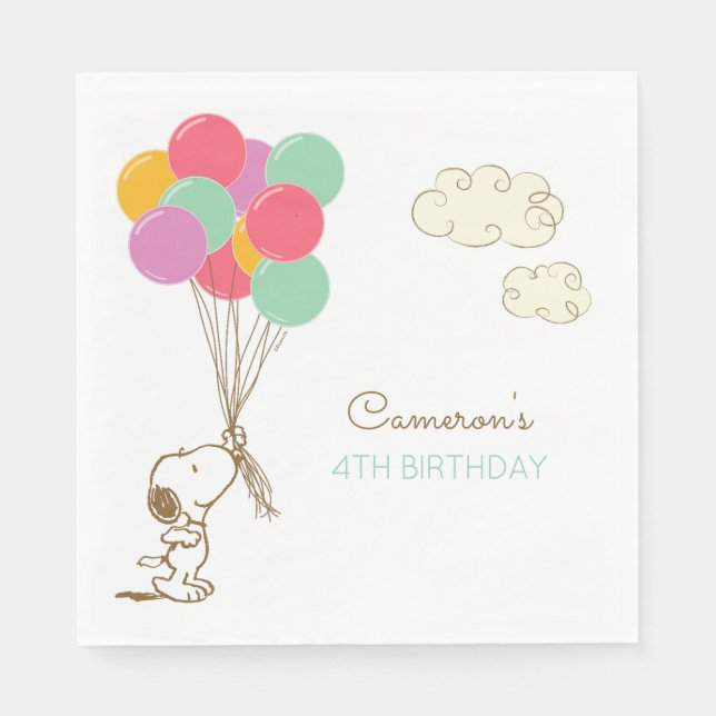 Snoopy and Balloons Birthday Napkin (Front)