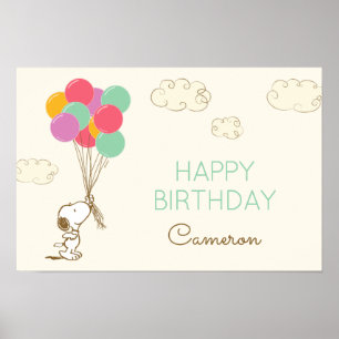 Snoopy and Balloons Birthday Poster