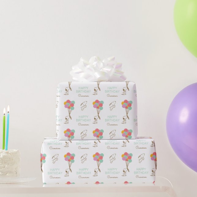 Snoopy and Balloons Birthday Wrapping Paper (Party Gifts)