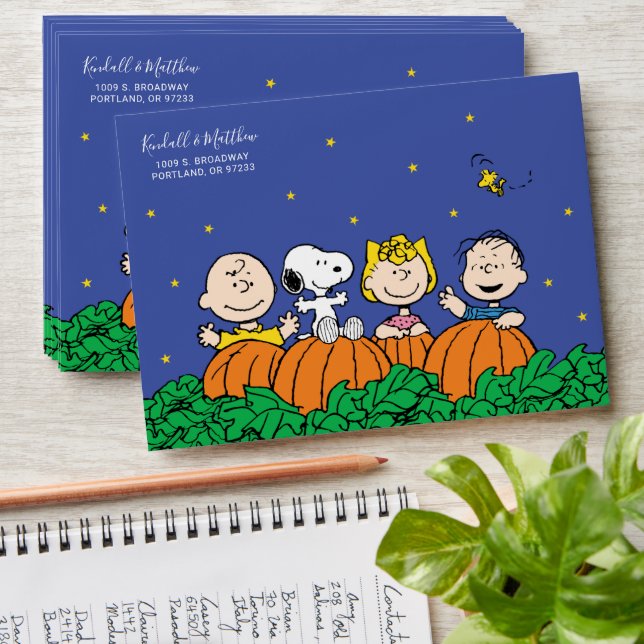 Snoopy and Pumpkin Baby Shower Envelope (Stacked)
