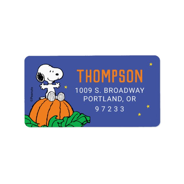 Snoopy and Pumpkin First Birthday Label (Front)