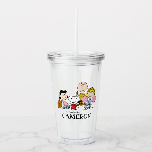 Snoopy and the Gang Play Football Acrylic Tumbler (Front)