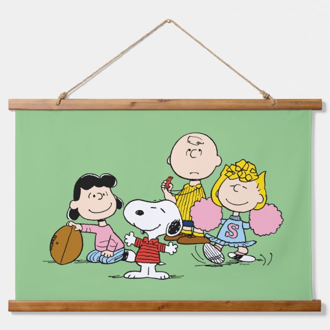 Snoopy and the Gang Play Football Hanging Tapestry (Front)
