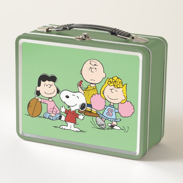 Snoopy and the Gang Play Football Metal Lunch Box (Front)