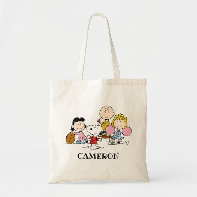 Snoopy and the Gang Play Football Tote Bag (Front)