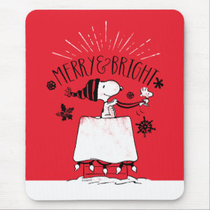 Snoopy and Woodstock - Merry & Bright Mouse Pad