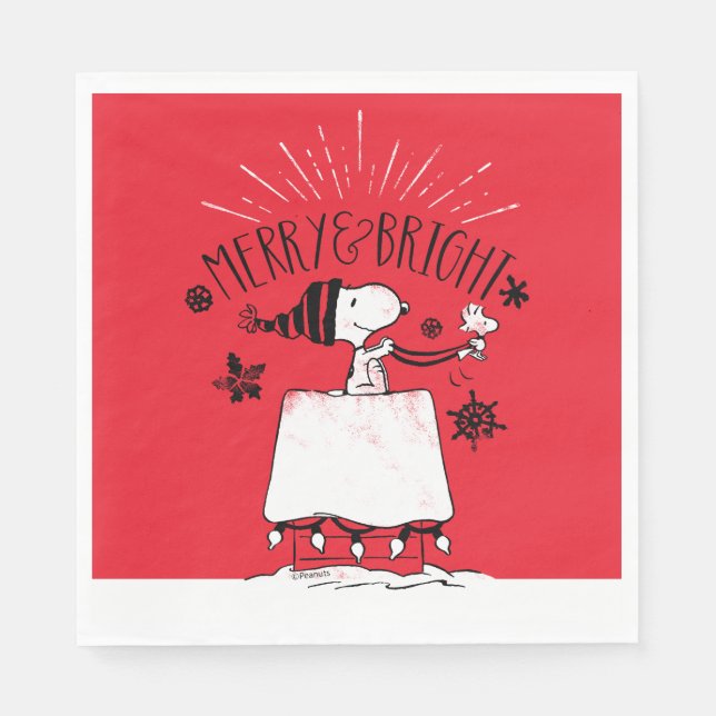 Snoopy and Woodstock - Merry & Bright Napkin (Front)