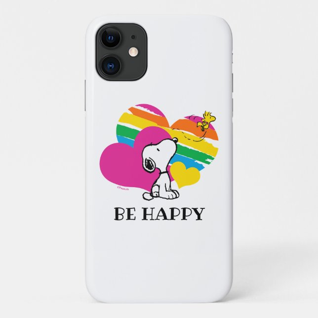 Snoopy and Woodstock | Rainbow Hearts Case-Mate iPhone Case (Back)