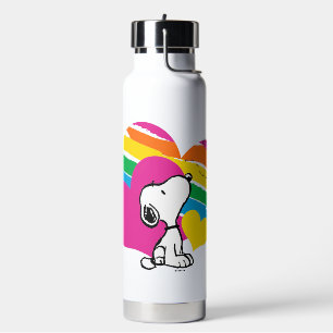 Snoopy and Woodstock   Rainbow Hearts Water Bottle