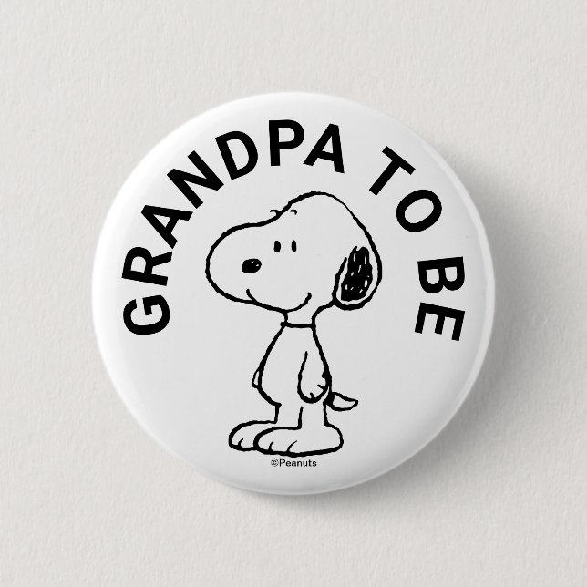 Snoopy Baby Shower Grandpa To Be 2 Inch Round Button (Front)