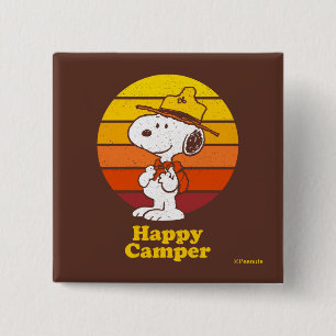 Snoopy   Beagle Scout - Happy Camper 2 Inch Square Button