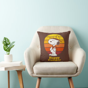 Snoopy   Beagle Scout - Happy Camper Throw Pillow