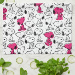 Snoopy Black & Magenta Pattern Kitchen Towel<br><div class="desc">Take a look at this super cute design featuring Snoopy in a black and magenta pattern.</div>
