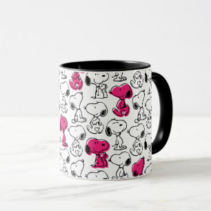 Snoopy Black & Magenta Pattern Mug