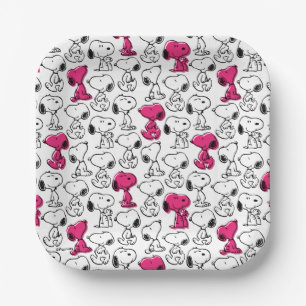 Snoopy Black & Magenta Pattern Paper Plate