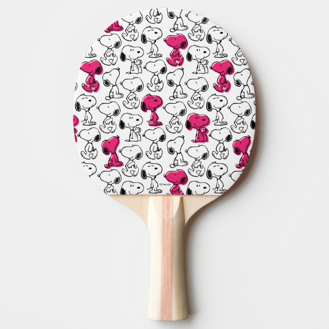 Snoopy Black & Magenta Pattern Ping Pong Paddle (Front)