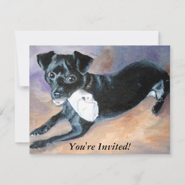 Snoopy Black Rat Terrier Mix Dog Portrait Invitation (Front)