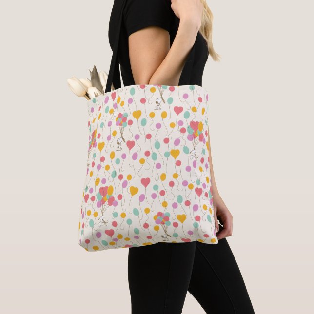 Snoopy Bunches of Balloons Pattern Tote Bag (Close Up)