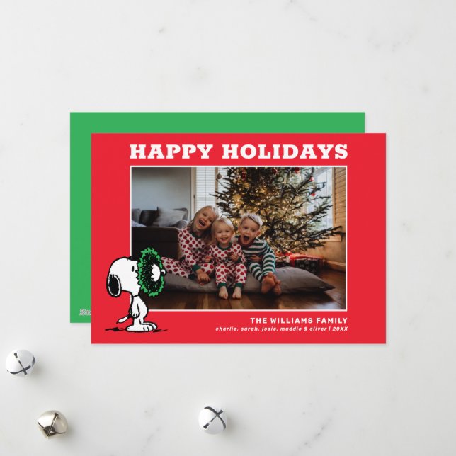 Snoopy Christmas Family Photo Holiday Card (Front/Back In Situ)