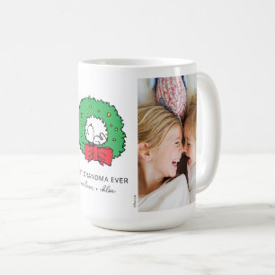 Snoopy Christmas Wreath   Best Grandma Photo Coffee Mug
