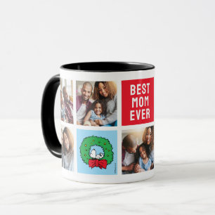 Snoopy Christmas Wreath   Mom Photo Collage Mug