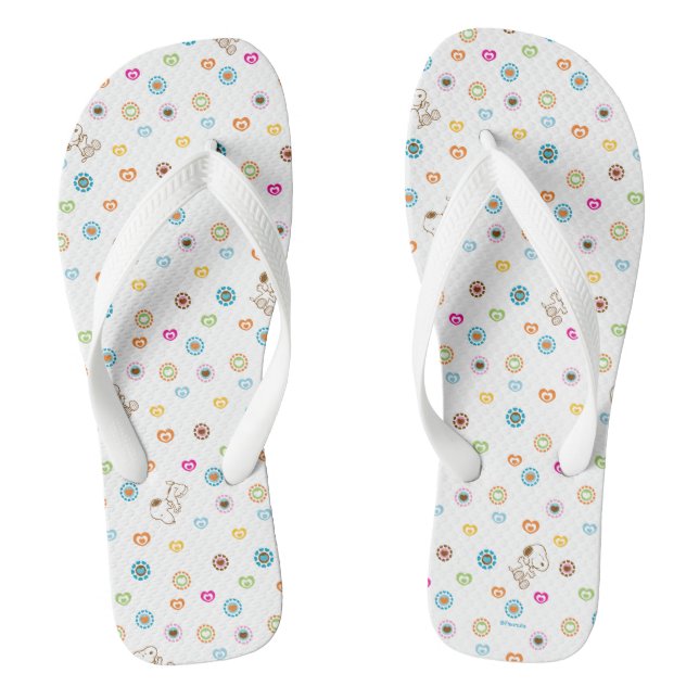 Snoopy Colourful Hearts Pattern Flip Flops (Footbed)