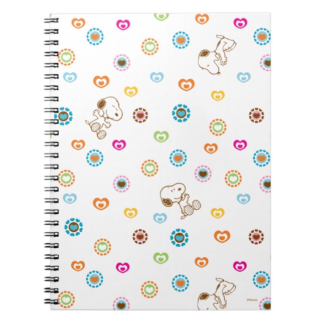 Snoopy Colourful Hearts Pattern Notebook (Front)