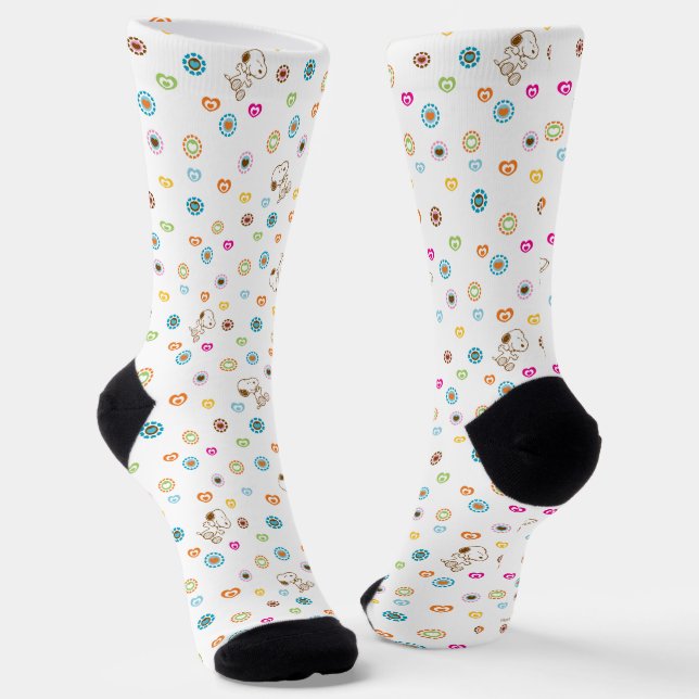 Snoopy Colourful Hearts Pattern Socks (Angled)