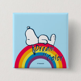 Snoopy   Dream in Colour Rainbow 2 Inch Square Button