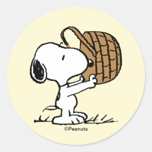 Snoopy Easter Beagle Basket Classic Round Sticker