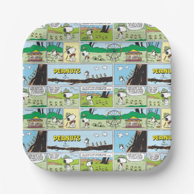 Snoopy & Friends | Go Camping Paper Plate (Front)
