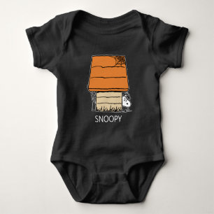 Snoopy Halloween Spider Web Doghouse Baby Bodysuit