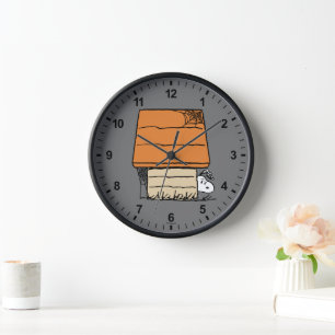 Snoopy Halloween Spider Web Doghouse Clock