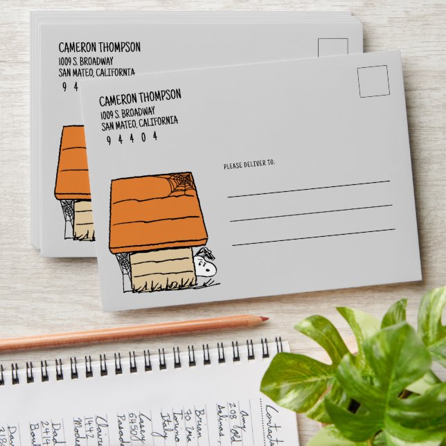 Snoopy Halloween Spider Web Doghouse Envelope (Stacked)