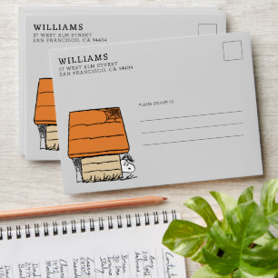 Snoopy Halloween Spider Web Doghouse Envelope