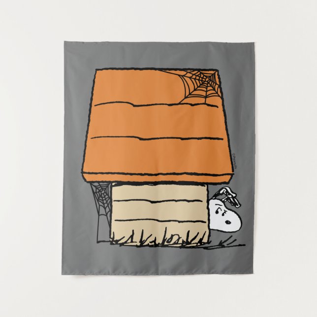 Snoopy Halloween Spider Web Doghouse Tapestry (Front)