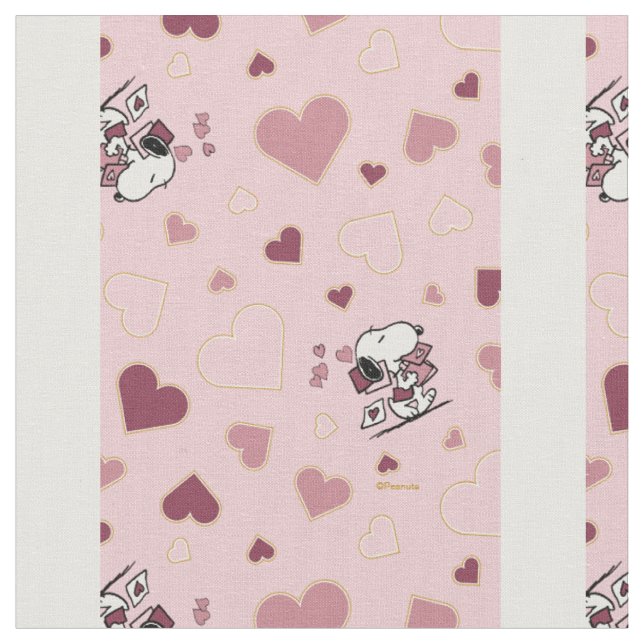 Snoopy Hearts and Love Letters Fabric (Close Up)