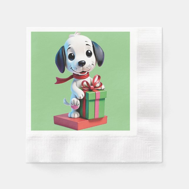Snoopy holding gifts box  napkin (Front)