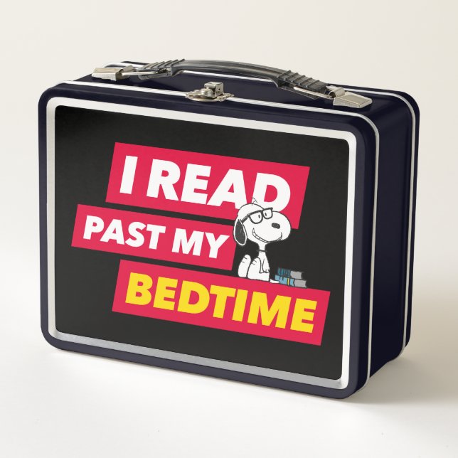 Snoopy "I Read Past My Bedtime" Metal Lunch Box (Front)