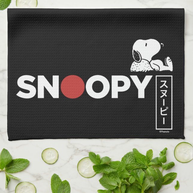 Snoopy Japanese Typography Graphic Kitchen Towel (Folded)