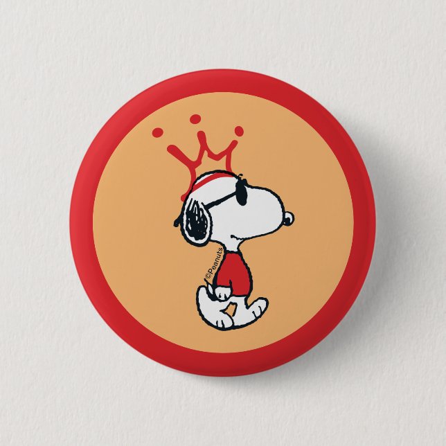 Snoopy - Joe Cool Crown 2 Inch Round Button (Front)