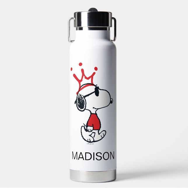 Snoopy - Joe Cool Crown | Add Your Name Water Bottle (Front)