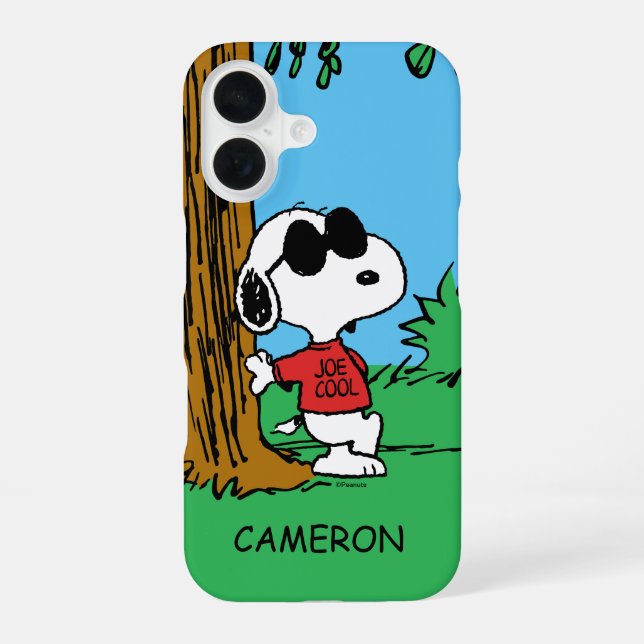 Snoopy "Joe Cool" Standing iPhone 16 Case (Back)