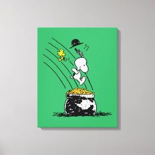 Snoopy Jumping into Pot of Gold Canvas Print