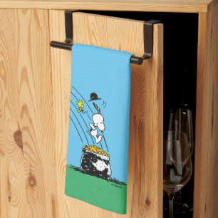 Snoopy Jumping into Pot of Gold Kitchen Towel