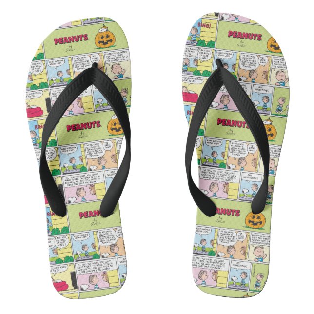 Snoopy & Linus | The Great Pumpkin News Flip Flops (Footbed)
